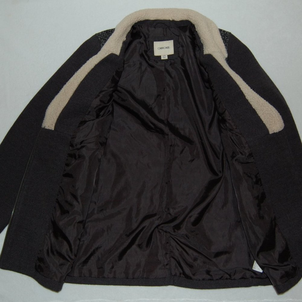 Cherokee Girls L (Bust:34"), Winter Coat with Off Center Zip Closure, Dark Gray - Picture 9 of 12